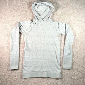 Lululemon Womens Rest Less Hoodie Ribbed Knit Size 8 White Lightweight Run Fall